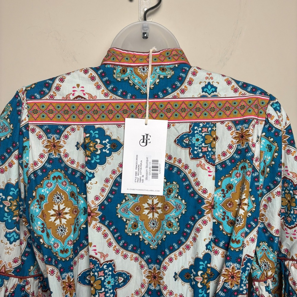 NWT Elizabeth James Frances Cotton Poplin Patchwork Button Up Dress Womens XS - Picture 6 of 8